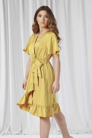 Frill Wrap Dress With Tea Sleeve Double Second